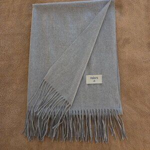 Halara Neck Wrap Scarf Unisex One Size OS Gray Fringe Oversized Soft Winter Cozy